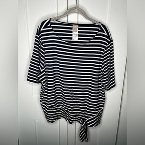 Chico's Navy and White Striped Knot Top Women's Plus Size XXL Chico's 4